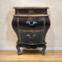 Ver imagem 2 de Cômoda Preta Clássica de 3 Gavetas com Tampo de Madeira 80x44x56 Cm