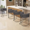 Ver imagem 2 de Kit 02 Banquetas Baixa Base de Aço Preto Betina D02 Linho Cinza Escuro C-416- Lyam Decor
