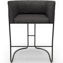 Ver imagem 3 de Kit 02 Banquetas Baixa Base de Aço Preto Betina D02 Linho Cinza Escuro C-416- Lyam Decor