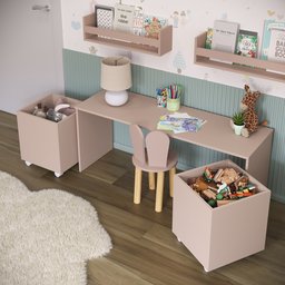 Baú Organizador de Brinquedos Mdf com Rodízios Plancasa Sal Rosa - 2