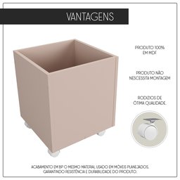 Baú Organizador de Brinquedos Mdf com Rodízios Plancasa Sal Rosa - 5