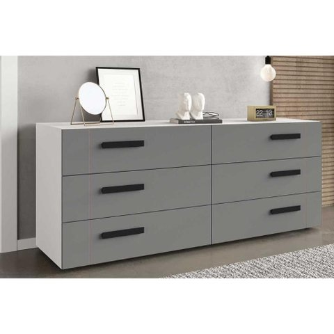 Cômoda de Quarto Lisboa C- 6 Gavetas Branco-cinza - Politorno