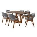 Ver imagem 1 de Mesa Jantar Julia 1,60 Freijó Pés Cerejeira 6 Cadeiras Helen Retangular Sala Jantar - Cinza Veludo