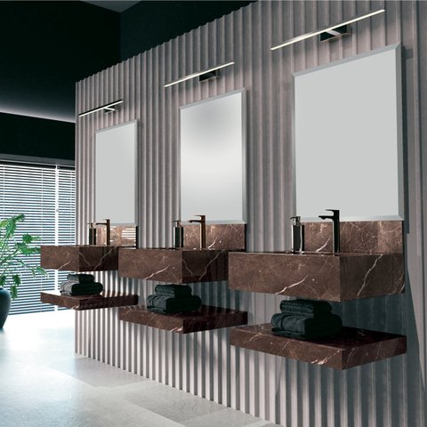 Prateleira em Porcelanato Técnico Polido para Banheiro 80cm Max Yescasa Marrom