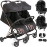 Carrinho de Gemeos Galzerano Duolee com 2 Bebe Conforto Cobre - 1