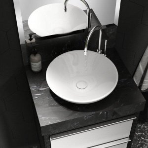 Bancada Lavatório em Porcelanato para Banheiro 50cm Top para Cuba de Apoio 