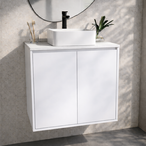 Gabinete de Banheiro Suspenso MDF Branco 60cm Minimalista