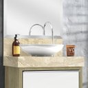 Ver imagem 4 de Lavatório em Porcelanato para Banheiro 50cm Top para Cuba de Apoio Blu Bege/Travertino Yescasa