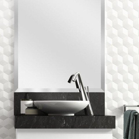 Lavatório em Porcelanato para Banheiro 60cm Slim para Cuba de Apoio Slim Preto/Black