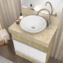 Ver imagem 4 de Lavatório em Porcelanato para Banheiro 60cm Slim para Cuba de Apoio Slim Blu Bege/Travertino Yescasa