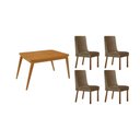 Ver imagem 1 de Conjunto: Mesa de Cozinha Havana C/ Tampo Madeirado Canto Curvo 120x80cm e 4 Cadeiras Dakota