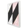 Quadro Decorativo Caixa Alta com Vidro Geométrico Mármore Rosa e Preto TaColado Moldura Branca 120 x - 1