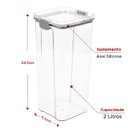 Ver imagem 2 de Pote Hermético Quadrado Transparente Com Trata 2L Cinza
