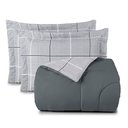 Ver imagem 1 de Kit Edredom Cobertor Celi King Dupla Face Micropercal Estampado 200 Fios 3 Peças Xadrez Grid Cinza -
