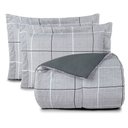 Ver imagem 5 de Kit Edredom Cobertor Celi King Dupla Face Micropercal Estampado 200 Fios 3 Peças Xadrez Grid Cinza -