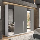 Ver imagem 1 de Guarda Roupa Casal 6 Portas e 4 Gavetas com Espelho 240848 Linha Porto Politorno Móveis