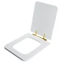 Ver imagem 2 de Tampa de Vaso Poliester Cubo Branco para bacia Deca Com Ferragem Dourada