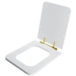 Tampa de Vaso Poliester Cubo Branco para bacia Deca Com Ferragem Dourada - 2 Tampa de Vaso Poliester Cubo Branco para bacia Deca Com Ferragem Dourada - 2