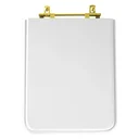 Ver imagem 1 de Tampa de Vaso Poliester Cubo Branco para bacia Deca Com Ferragem Dourada