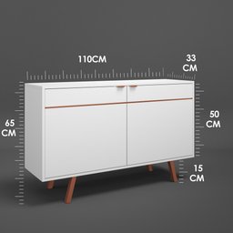 Buffet 2 Portas Assis Retrô Branco Com Cobre - Balcão Aparador Sala Cantinho do Café - 4