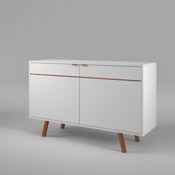 Buffet 2 Portas Assis Retrô Branco Com Cobre - Balcão Aparador Sala Cantinho do Café - 9