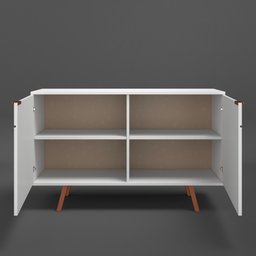 Buffet 2 Portas Assis Retrô Branco Com Cobre - Balcão Aparador Sala Cantinho do Café - 6