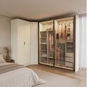 Ver imagem 1 de Guarda-Roupa Planejado de Canto Obliquo com 5 Portas Reflectas Orion CabeCasa MadeiraOriginals Bege