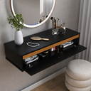 Ver imagem 2 de Penteadeira Suspensa com 1 Porta para Maquiagem Preto/ipê