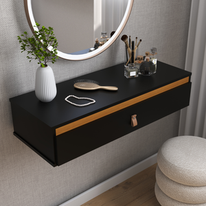 Penteadeira Suspensa com 1 Porta para Maquiagem Preto/ipê