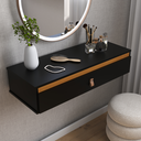 Ver imagem 1 de Penteadeira Suspensa com 1 Porta para Maquiagem Preto/ipê