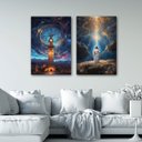 Ver imagem 2 de Conjunto Quadros Decorativos Sala Hall Religioso Moderno em Tecido Canvas