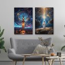 Ver imagem 3 de Conjunto Quadros Decorativos Sala Hall Religioso Moderno em Tecido Canvas