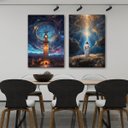 Ver imagem 4 de Conjunto Quadros Decorativos Sala Hall Religioso Moderno em Tecido Canvas