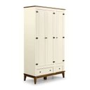 Ver imagem 1 de Guarda Roupa Solteiro Madeira Maciça Rústico 3 Portas 2 Gavetas Off White - Apaixone & Decore