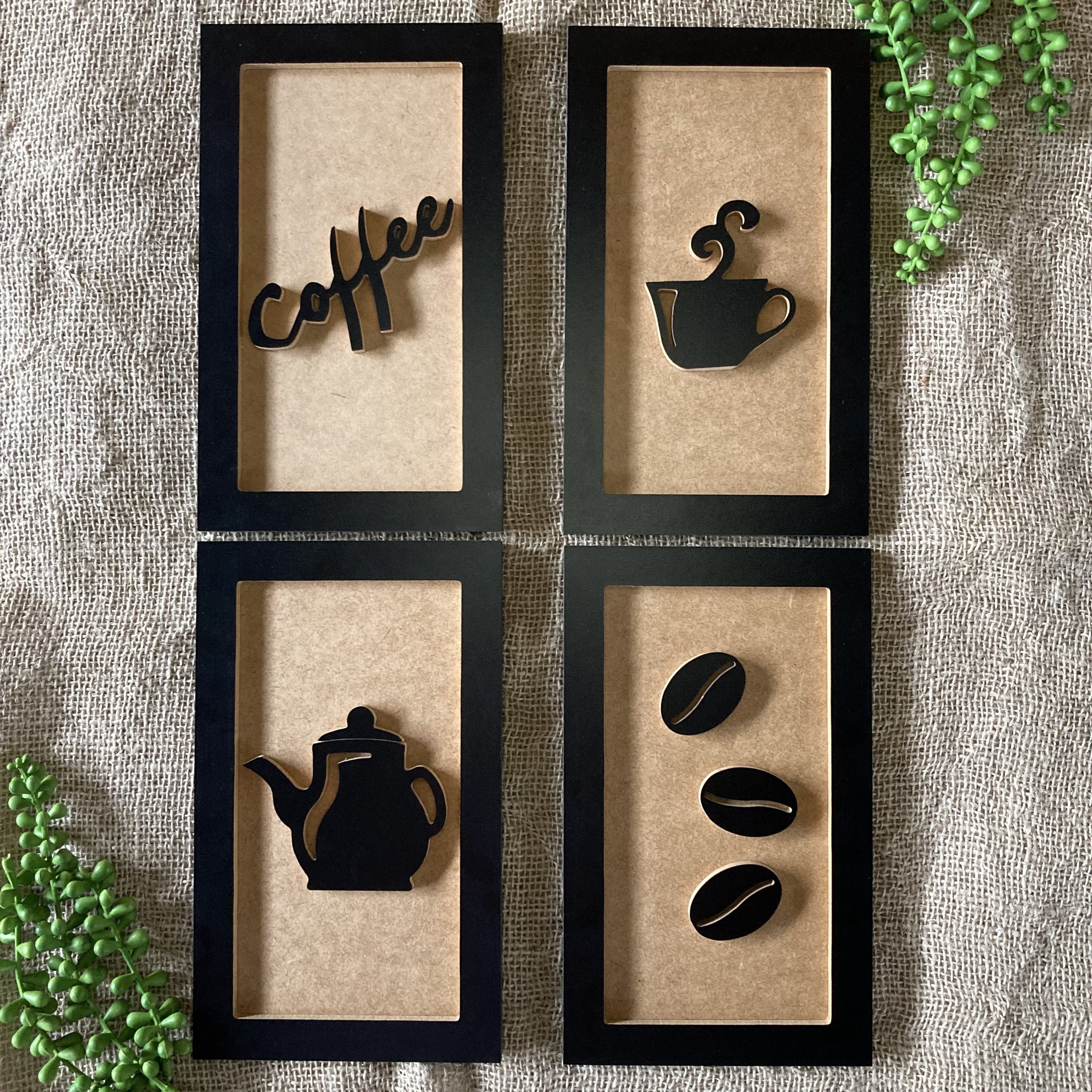 Quadros decorativos café padaria cozinha copa moldura relevo:Preto e marrom