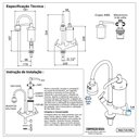 Ver imagem 5 de Torneira Cozinha Filtro Gourmet Entrada Mesa 1/4 de Volta Robusta Del Metais