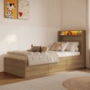 Ver imagem 1 de Cama de Solteiro com 3 Gavetas Cabeceira com Organizador e Iluminação Led Genebra