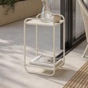 Ver imagem 3 de Mesa Lateral para Sala de Estar 40cm Orgânica Industrial Alek A03 Off White - Lyam Decor