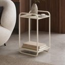 Ver imagem 2 de Mesa Lateral para Sala de Estar 40cm Orgânica Industrial Alek A03 Off White - Lyam Decor