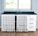 Ver imagem 3 de Cortina Pia Renda Cozinha Branco Lisa Floral 1,60x0,80 Alt