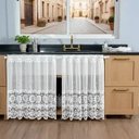 Ver imagem 1 de Cortina Pia Renda Cozinha Branco Lisa Floral 1,60x0,80 Alt