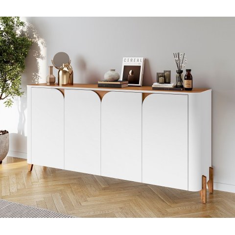 Buffet Memphis 4 Portas Marrom Cedro Branco Casa D