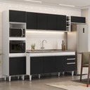 Ver mais imagens de Armário de Cozinha Modulada 5 Peças Cp18 Balcão com Pia Inox Branco/preto - Lumil