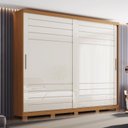 Ver imagem 1 de Guarda-Roupa Casal 2 Portas Deslizantes 100% MDF Cayman Off White/Cinamomo