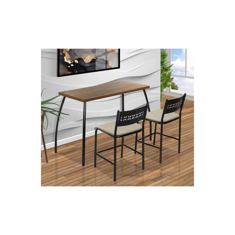 Mesa para Apartamento de Parede Compacta com 2 Cadeiras Fit