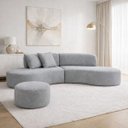 Ver imagem 3 de Sofá e Puff Orgânico Virginia 200cm Sala Suede: Cinza