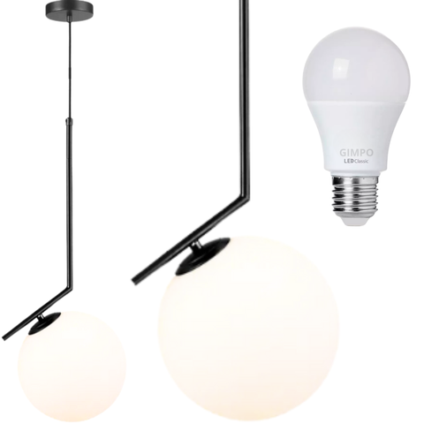 Luminária Pendente Jabuticaba 45cm Angular Globo Vidro 15cm Teto Gimpo Kjdd-e-059-12 + 1 Lâmpada Led
