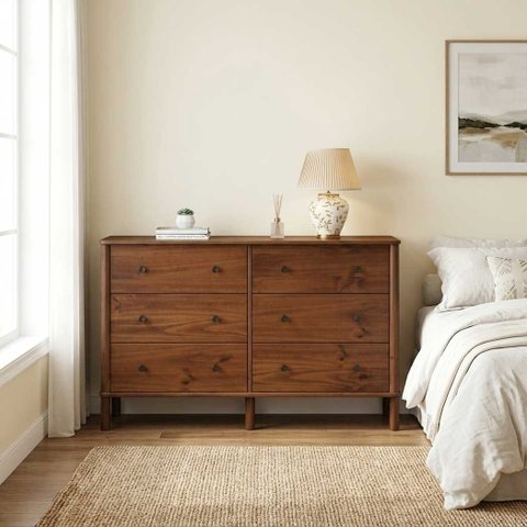 Cômoda para Quarto Madeira 6 Gavetas Moderna Apoana Castanho Idimex