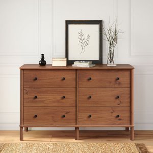 Cômoda para Quarto Madeira 6 Gavetas Moderna Apoana Castanho