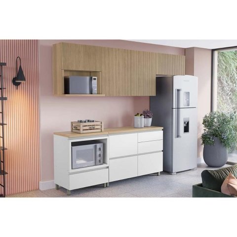 Cozinha Completa Rainha 5 Peças 3 Aéreos 2 Balcões C5p112 Nature Branco